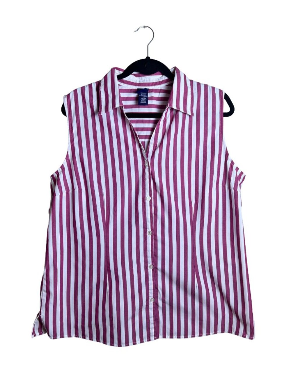 Basic Editions Striped Button Up Sleeveless Top XL